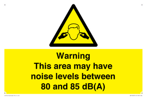 Warning Noise Levels in this area between 80 and 85 dB